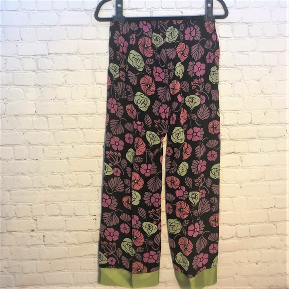 Flowered Silk Lounge Pants S - Picture 3 of 5